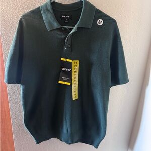 DKNY Men's Green Polo Sweater